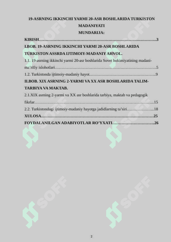 19-asrning ikkinchi yarmi 20-asr boshlarida turkiston madaniyati 2