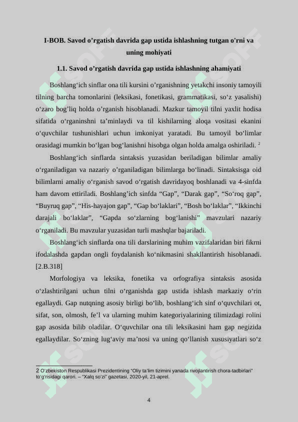 Savod o’rgatish davrida gap ustida ishlash 5