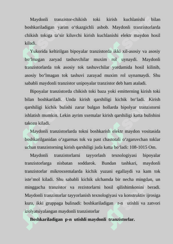 Maydonli tranzistorlar 2