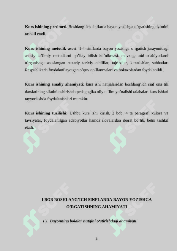 BOSHLANG’ICH SINFLARDA BAYON YOZISHGA O’RGATISH 5
