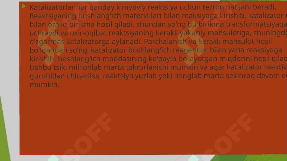 KATALIZATORLARNING FIZIK KO`RSATKICHLARI UNING KATALITIK XOSSASIGA TA`SIRI 3