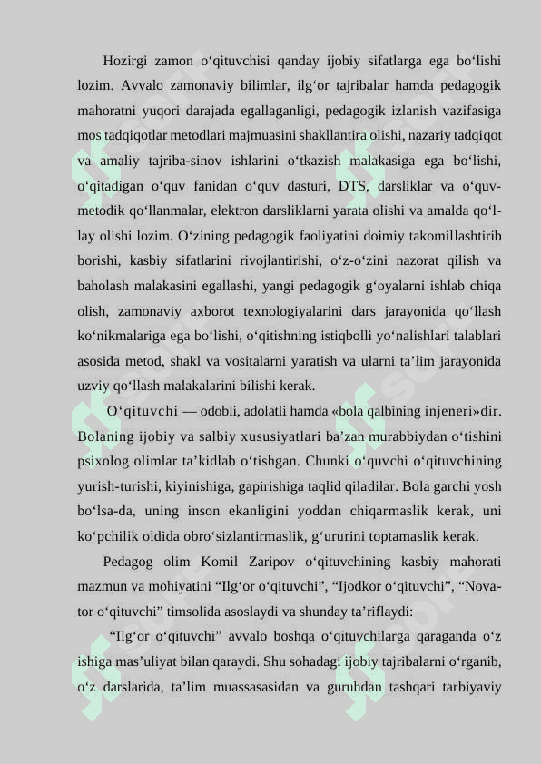 O‘qituvchilik faoliyatining tizimi, kasbiy mahorati haqida tushuncha 2