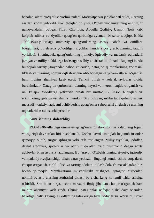 O’zbekistonda 1930 - 1940 yillardagi ommaviy qatag’onlar. 4