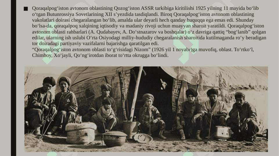 XIX asrning ikkinchi yarmi XX asr boshlarida Qoraqalpoqlar 6