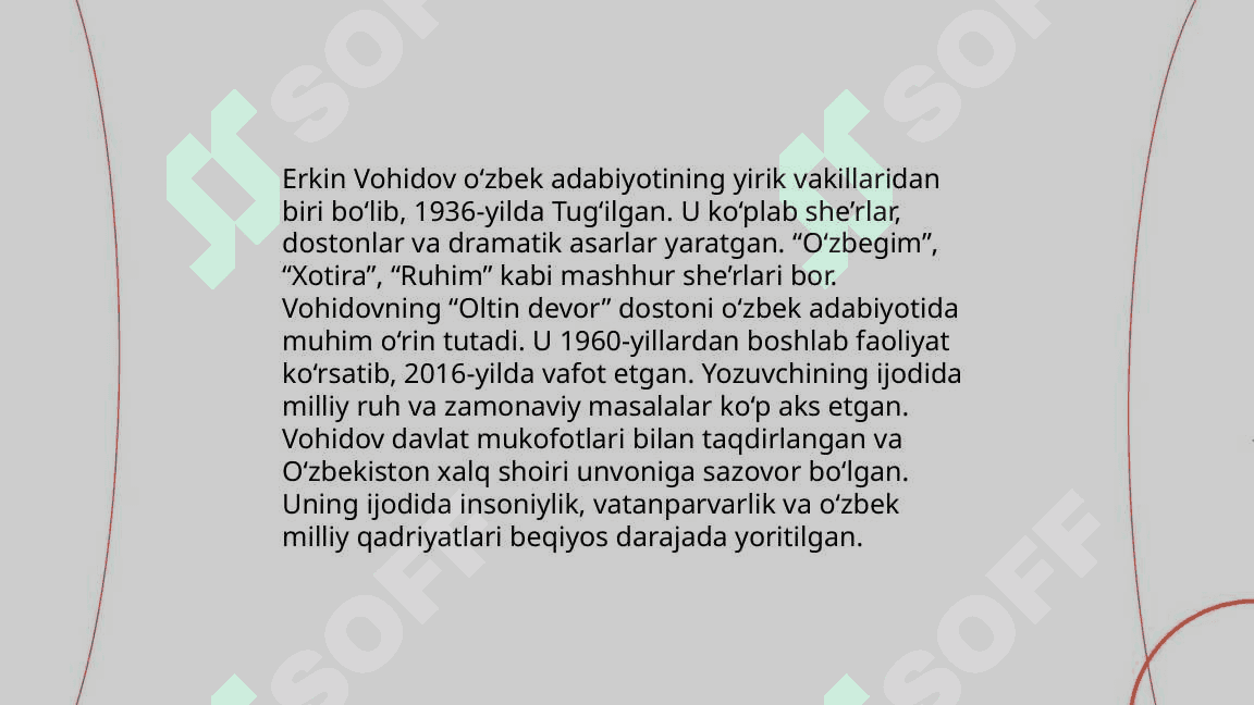 "Oʻzbegim" (Erkin Vohidov) 4