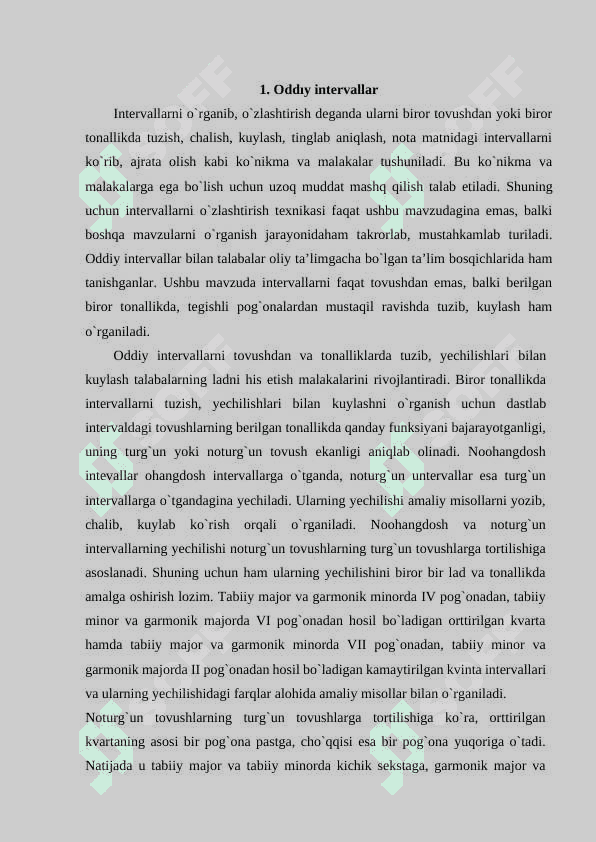 Oddiy intervallarni tovushdan yechilishlari bilan kuylash 3