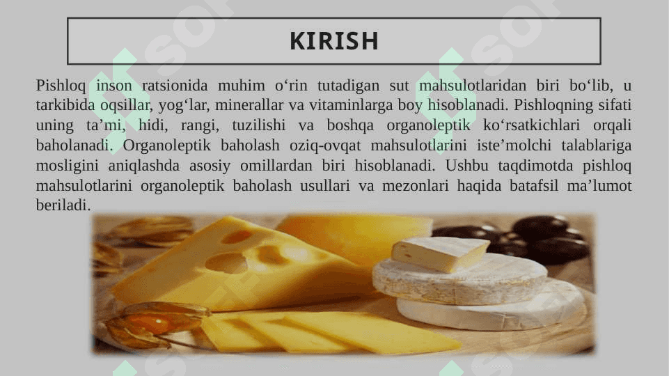 Pishloq mahsulotlarini organoleptik baholash 2
