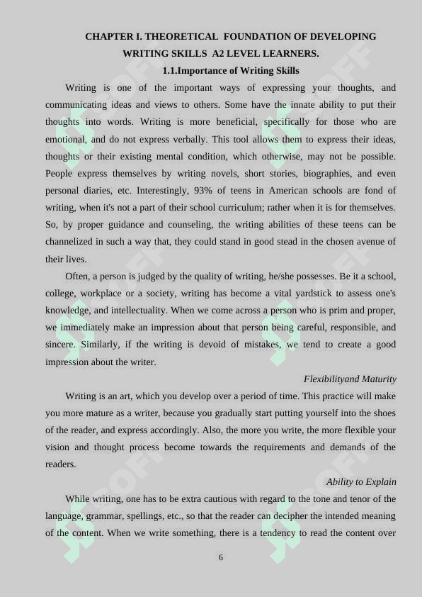 Developing writing skills of A2 level students with an essay 6
