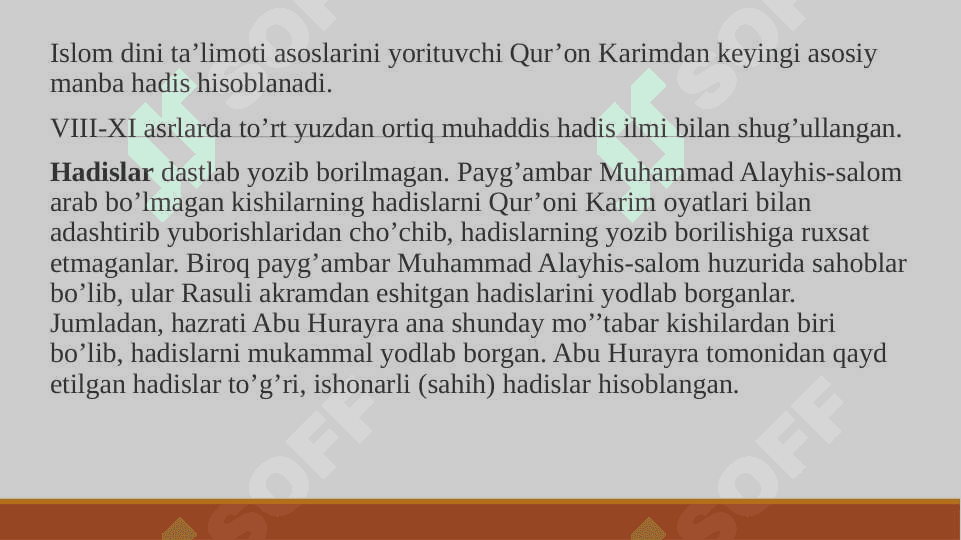 Hadislarning mazmun mohiyati va tarbiyaviy ahamiyati. 2