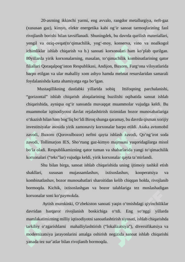 O’zbekiston Respublikasida alohida sanoat tarmoqlarining joylanishi va rivojlanishi (Qurilish materiallari sanoati misolida). 4