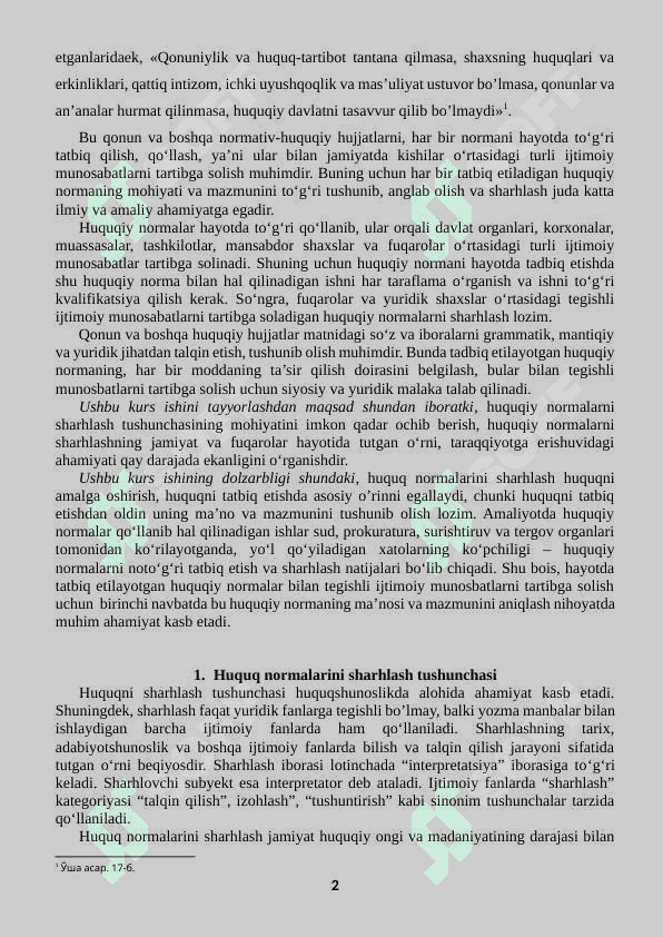 Huquq normalarini sharhlash 2