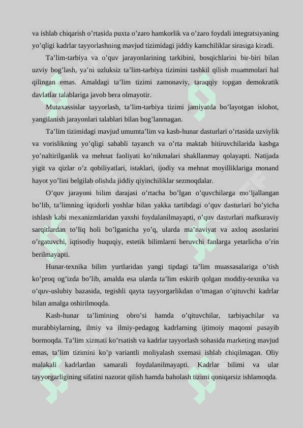 Kadrlar tayyorlash milliy dasturida ilm-fan va ishlab chiqarishning integratsiyalashuvi 3
