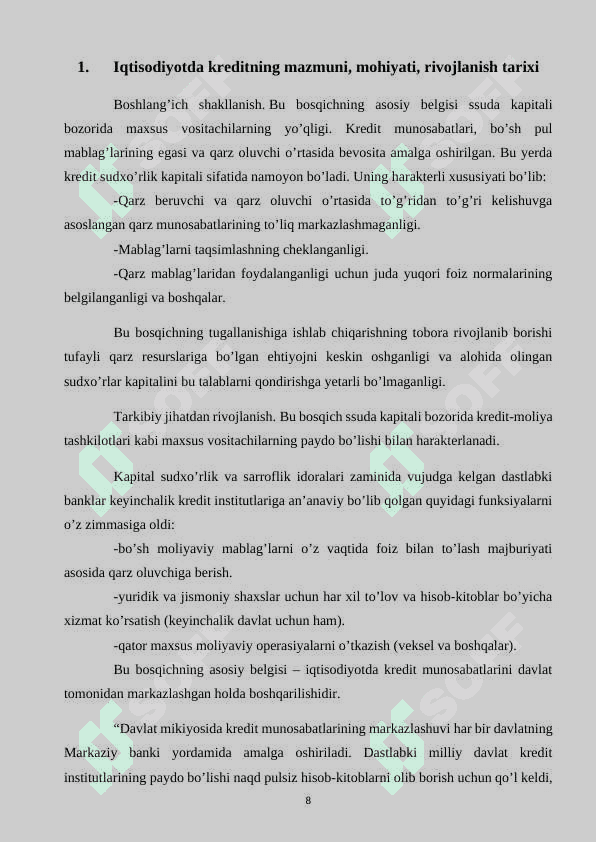 Kredit va uning hozirgi zamon shakllari 8