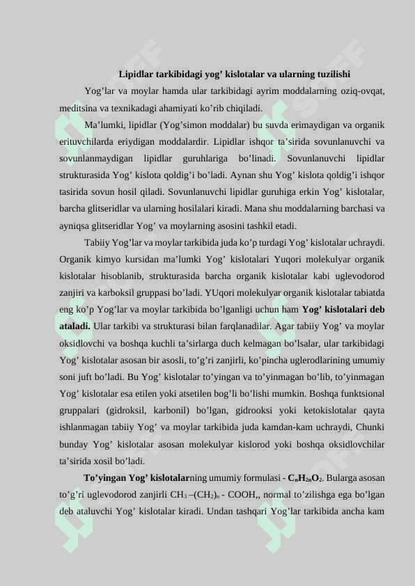 Zig’ir o’simligi tarkibidagi lipidlar 2