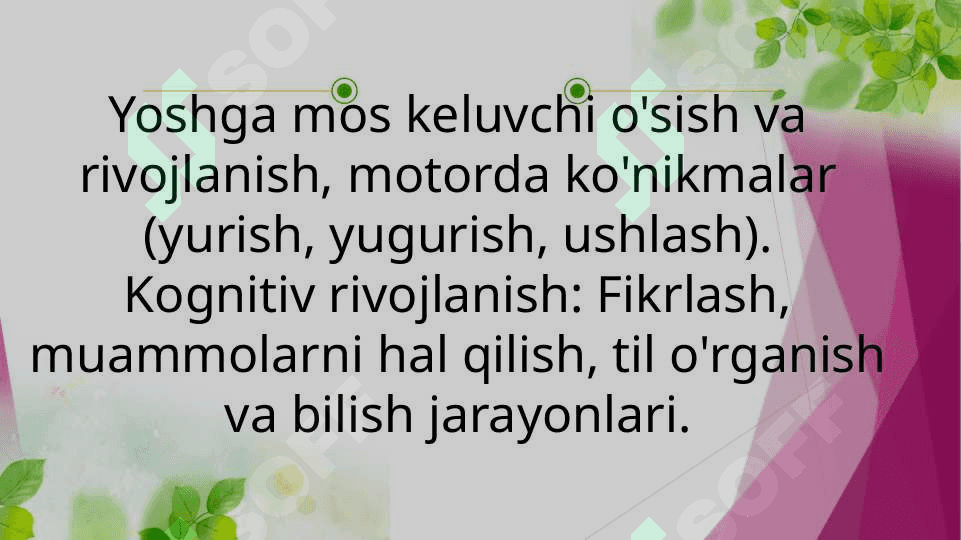 Bola rivojlanishidagi normal va nuqson bilan kechish xususiyatlari 3