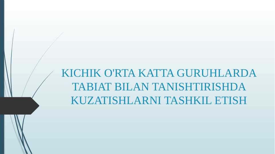 KICHIK O'RTA KATTA GURUHLARDA TABIAT BILAN TANISHTIRISHDA KUZATISHLARNI TASHKIL ETISH 2