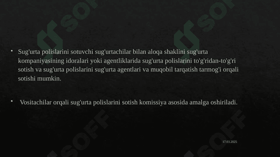 Sug'urta ishi sug'urta faoliyati 3
