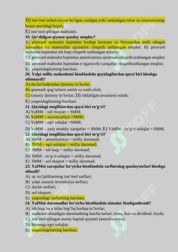 Iqtisodiyot nazariyasi fanidan yakuniy nazorat test savollari va javoblari. 4