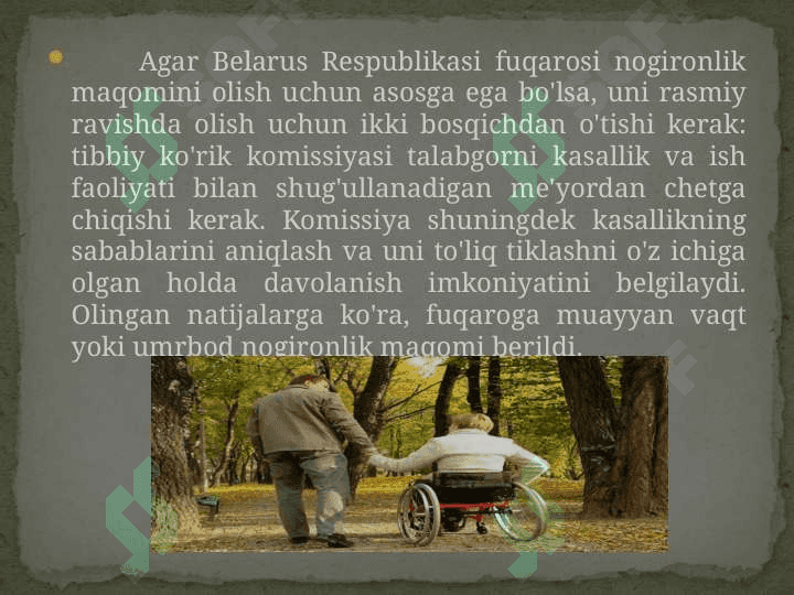Belorussiya Respublikasida nogironlikni belgilash tartibi 3