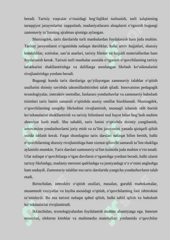 Tarix darslari va unga boʻlgan zamonaviy talablar. 3