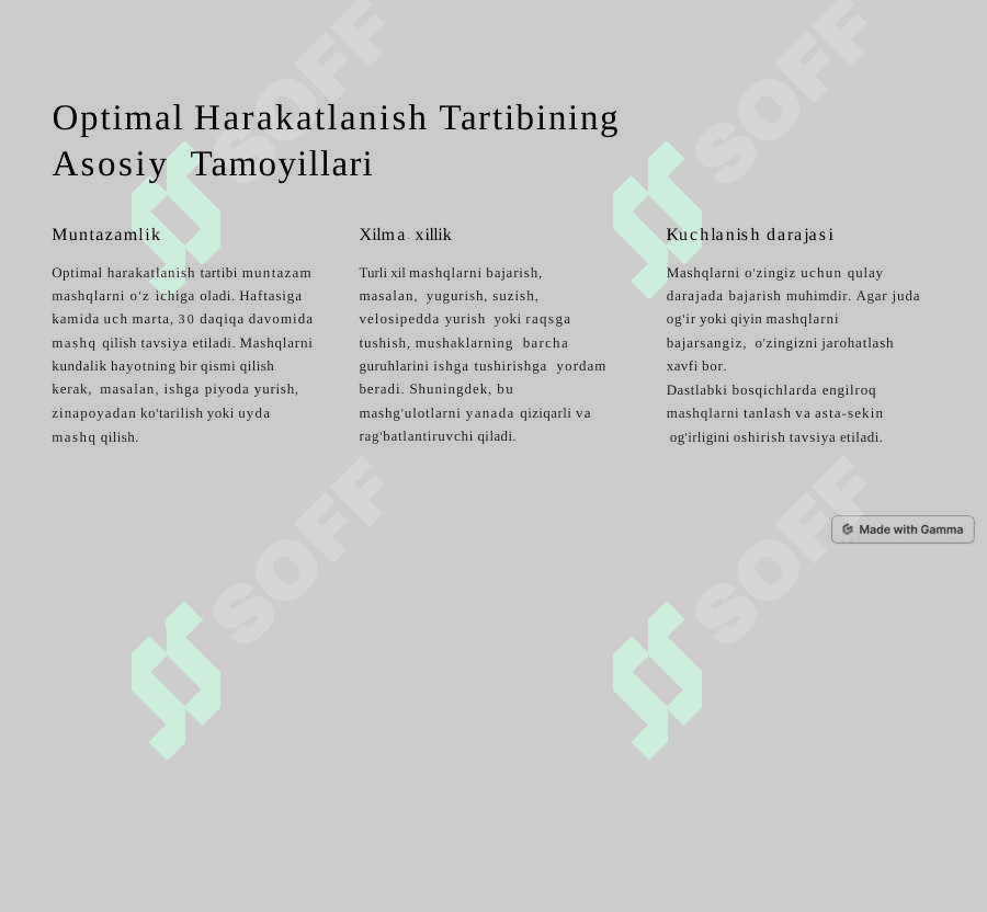 Optimal Harakatlanish Tartibi Salomatlik Uchun Muhim 3