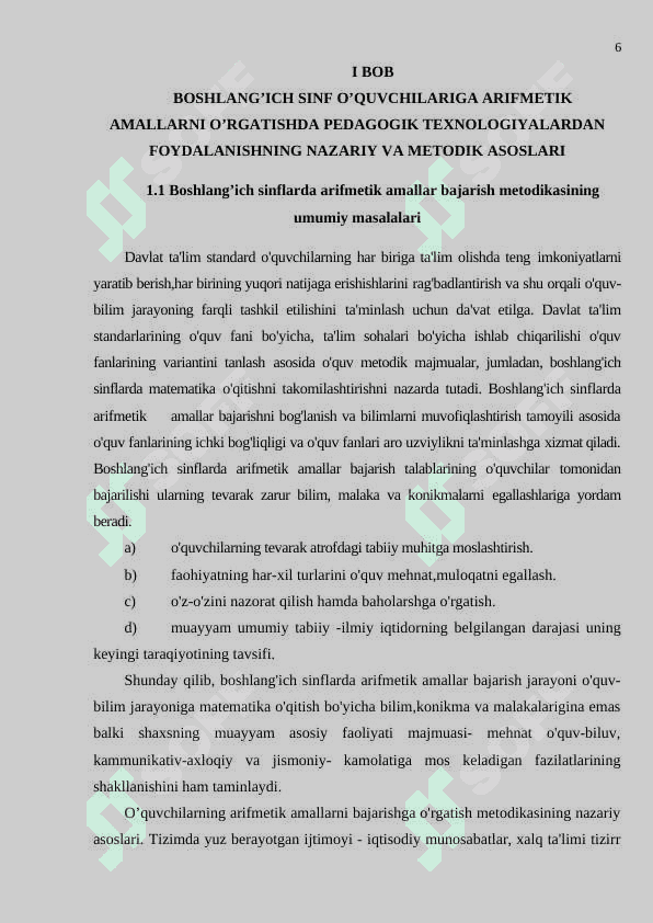 Boshlang’ich sinf matematika darslarida arifmetik amallarni o’rgatish metodikasi 6