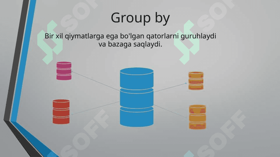 Group by  va Having operatorlarini o’rganish 4