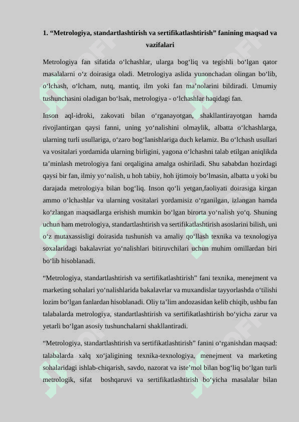 metrologiya va standartlashtirish bo'yicha xalqaro tashkilotlar 2