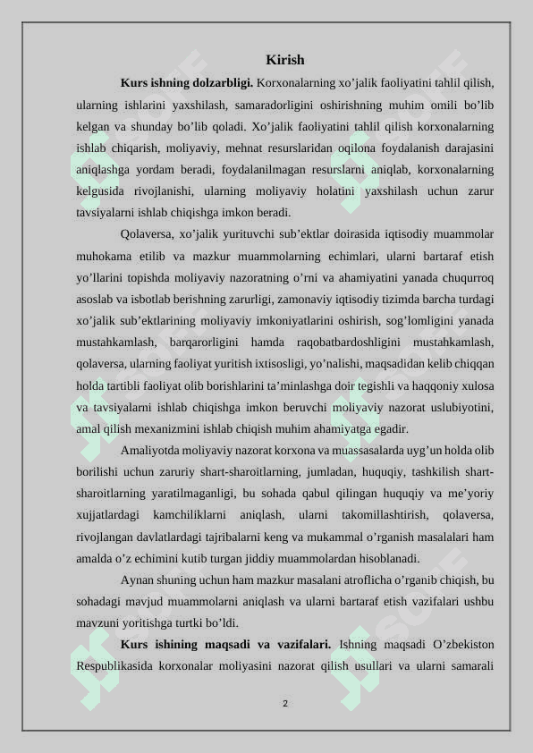 Moliyaviy nazoratning turlari, shakllari va usullari. 2