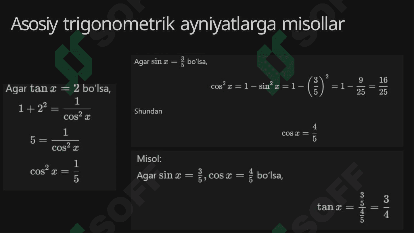 Trigonametrik ayniyatlar 3