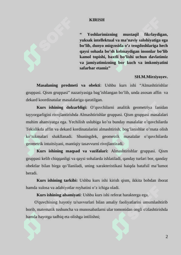 almashtirishlar gruppasi 2