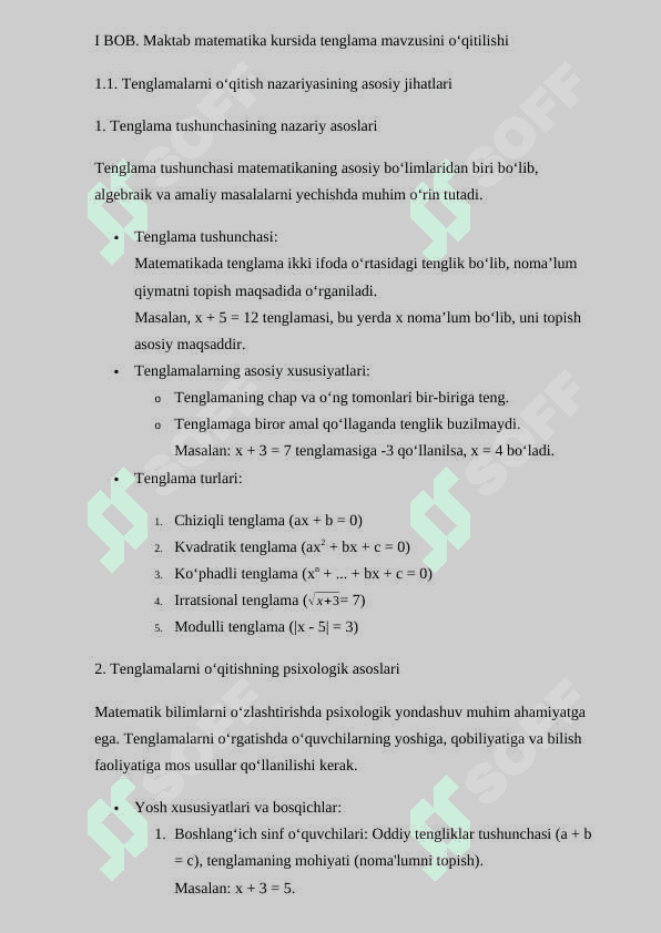 Maktab matematika kursida tenglama mavzusini o‘qitilishi 5