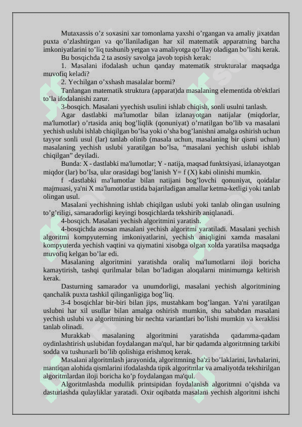 Kompyuterda masalalarni yechish bosqichlari 3