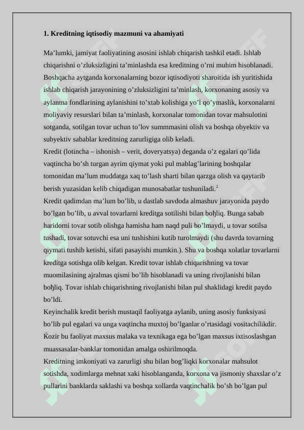 Kredit bozor va uning makroiqtisodiy maqsadi 4