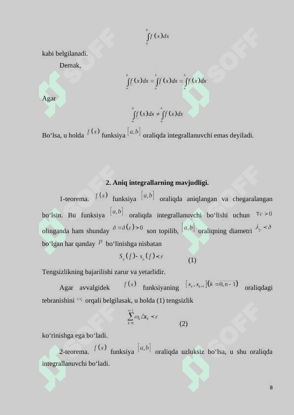 Aniq integrallarni taqribiy hisoblash 8