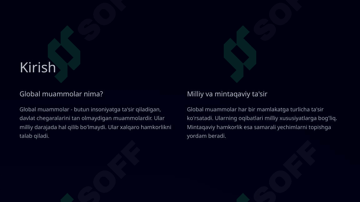 Global muammolarning milliy va mintaqaviy darajadagi yechimlarini topish 3
