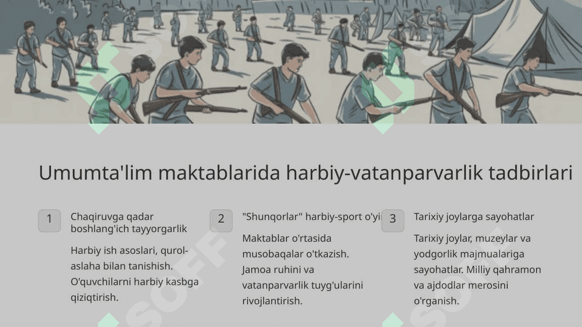 Yoshlarni harbiy-vatanparvarlik ruhida tarbiyalash tadbirlarini yanada kuchaytirish 7