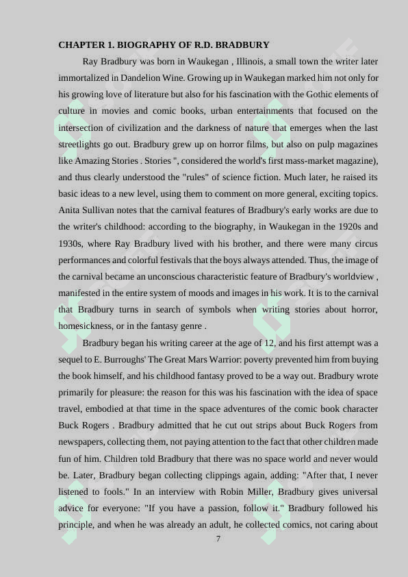 Satiric science-fiction in works by Ray Bradbury 7