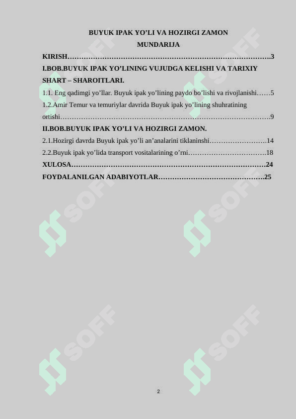 Buyuk ipak yo‘li va hozirgi zamon 2
