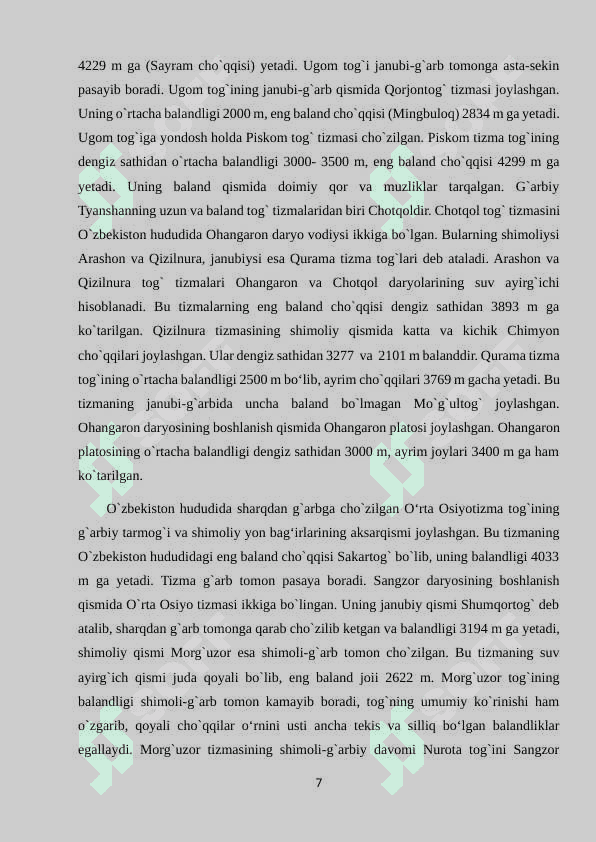 O`ZBEKISTONNING GEOGRAFIK O`RNI 7