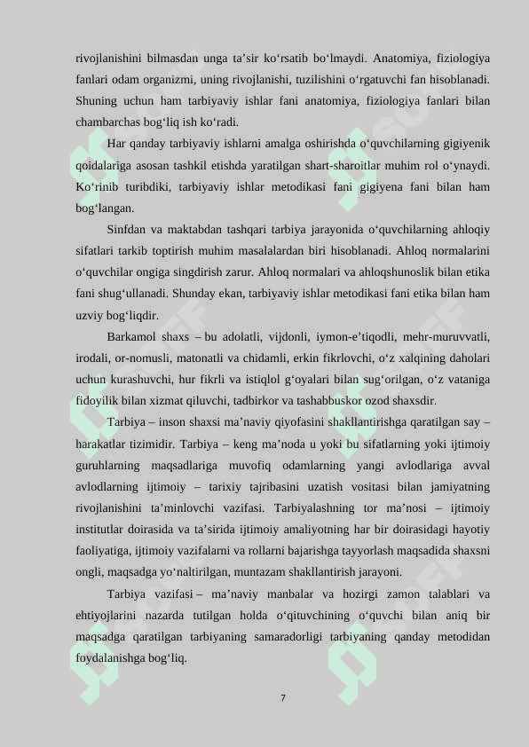 Sinfdan tashqari ma’naviy-ma’rifiy ishlarning asosiy yo’nalishlari 7