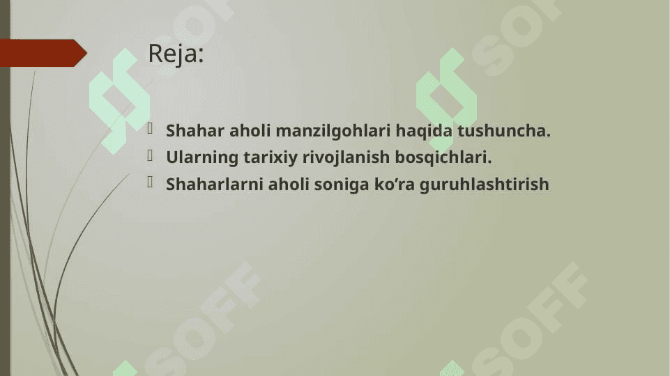Shahar va qishloq aholi manzilgohlari. 2