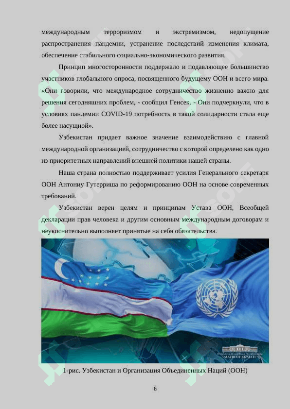 Членство Республики Узбекистан в ООН и её роль в мировом обществе 6