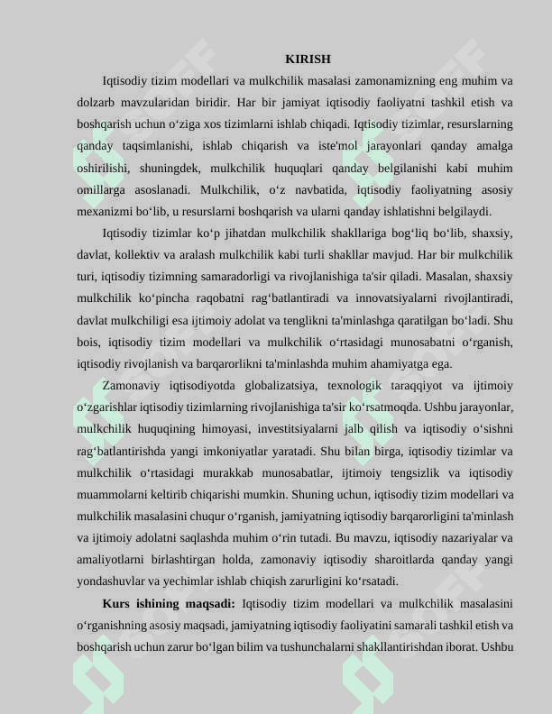 IQTISODIY TIZIM MODELLARI VA MULKCHILIK 2