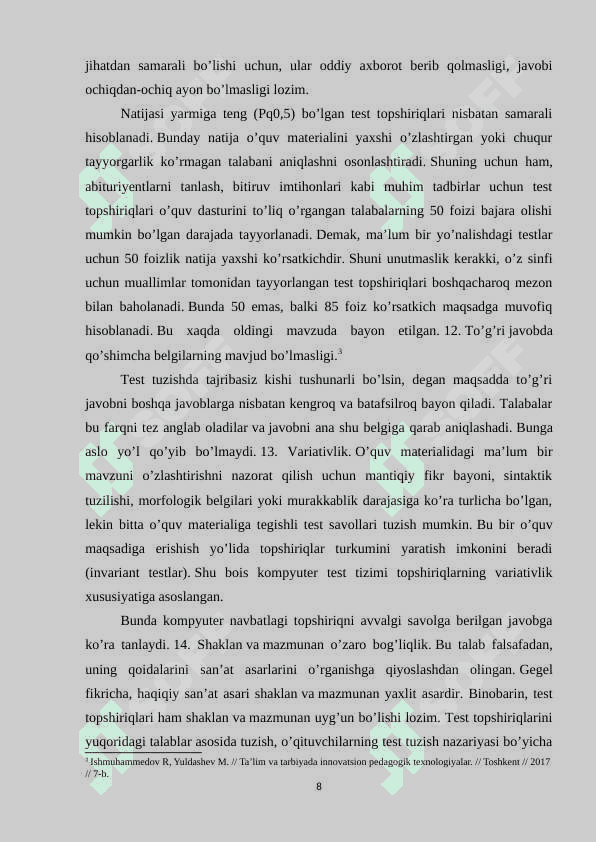 Tarix fanidan test tuzish metodikasi , xronologik boshqotirmalarni qo’llash 8