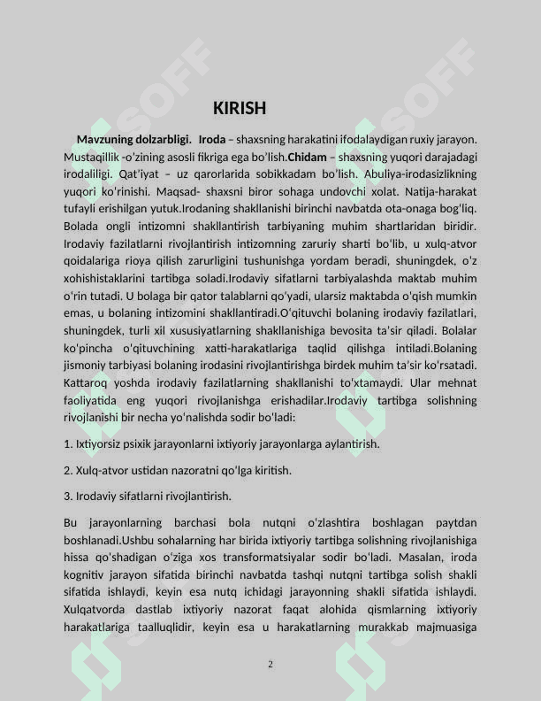 IRODASIZLIK XULQ ATVORI. 2