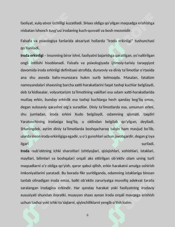 IRODASIZLIK XULQ ATVORI. 6