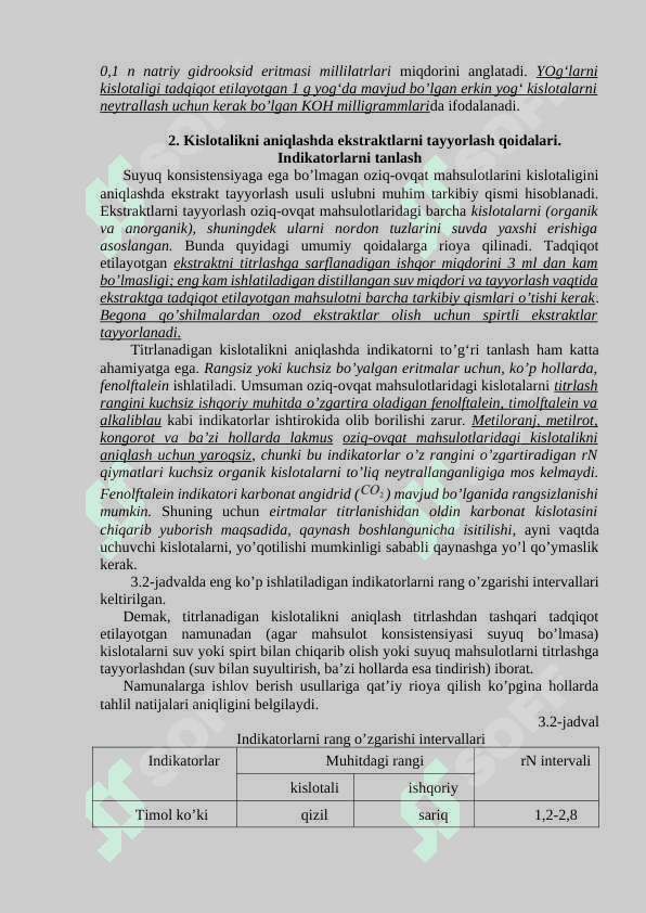 MAVZU:Titrlanadigan kislotalikni aniqlash mavzusida referat 2