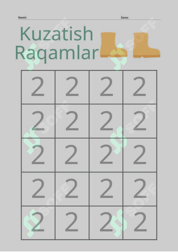 Raqam yozishni o'rganish 2