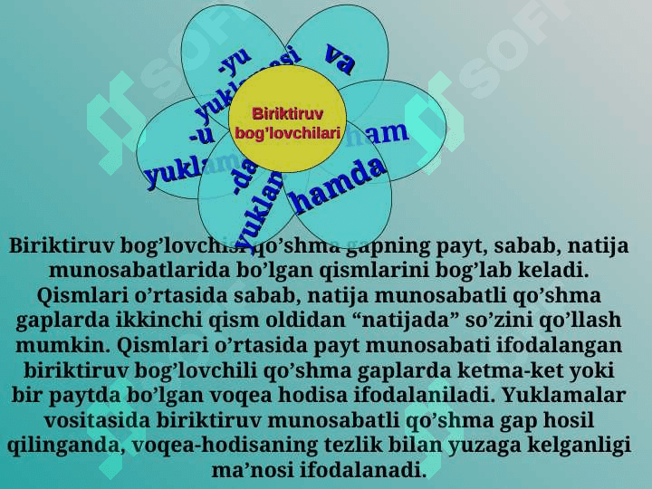 QO`SHMA GAPLAR. BOG’LANGAN QO’SHMA GAPLAR 7